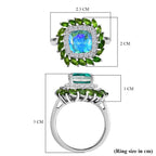 D'joy Peacock Triplet Quartz, Natural Chrome Diopside & Moissanite Ring in Rhodium Overlay Sterling Silver 5.11 Ct._8192959_5
