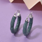 Natural Type A Jadeite Earring with Clasp in Rhodium Overlay Sterling Silver 40.00 Ct._8193487_1