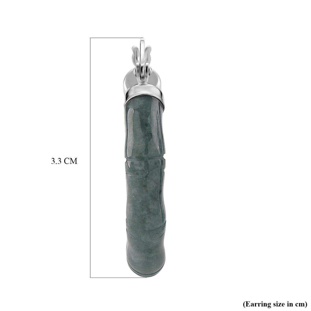 Olmec Jadeite Bamboo-Inspired Earring with Clasp in Rhodium Overlay Sterling Silver 40.00 Ct. 8193487 5