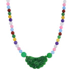 Tucson Find - Green Jade & Multi Colour Jade Necklace (Size - 20) with Magnetic Clasp in Rhodium Overlay Sterling Silver 340.00 Ct._8193597