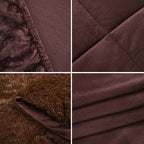 Luxury 6 Piece  Bedding Collection- Faux Rabbit Fur Comforter With Reversible Dutch Velvet Thermal Backing, Fitted Sheet, 2 Faux Rabbit Fur Pillowcases & 2 Velvet Pillowcases - Chocolate Double_8193641_5