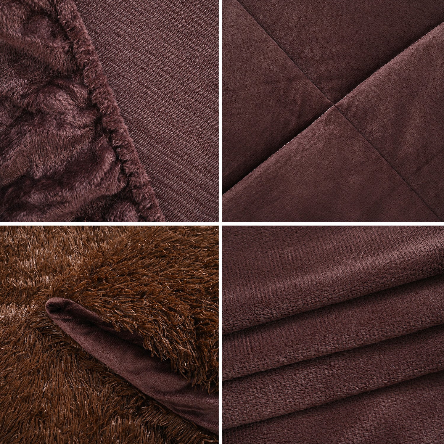 Luxury 6 Piece  Bedding Collection- Faux Rabbit Fur Comforter With Reversible Dutch Velvet Thermal Backing, Fitted Sheet, 2 Faux Rabbit Fur Pillowcases &amp; 2 Velvet Pillowcases - Chocolate Double 8193641 5