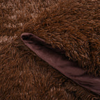 Luxury 6 Piece  Bedding Collection- Faux Rabbit Fur Comforter With Reversible Dutch Velvet Thermal Backing, Fitted Sheet, 2 Faux Rabbit Fur Pillowcases & 2 Velvet Pillowcases - Chocolate Double_8193641_6