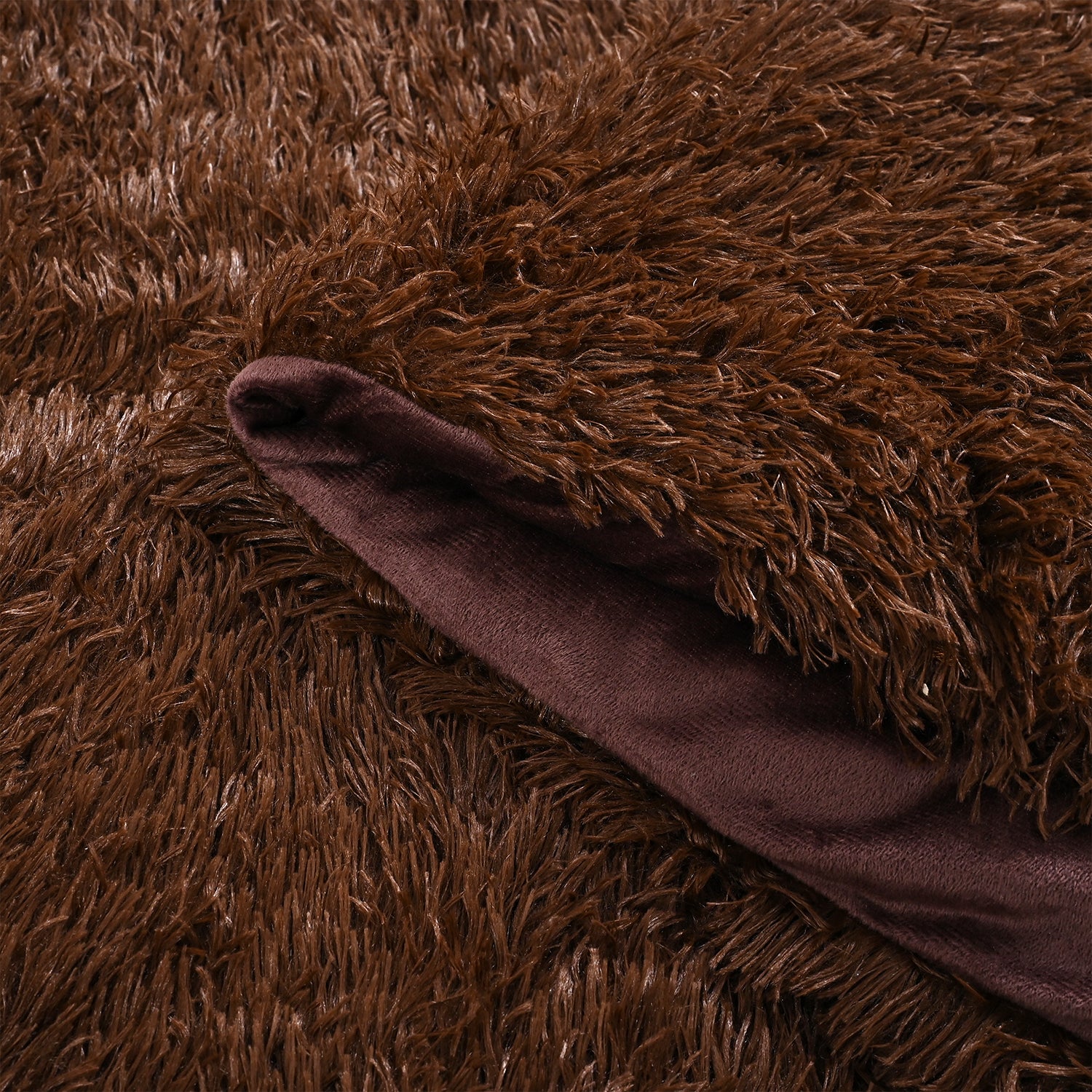 Luxury 6 Piece  Bedding Collection- Faux Rabbit Fur Comforter With Reversible Dutch Velvet Thermal Backing, Fitted Sheet, 2 Faux Rabbit Fur Pillowcases &amp; 2 Velvet Pillowcases - Chocolate Double 8193641 6