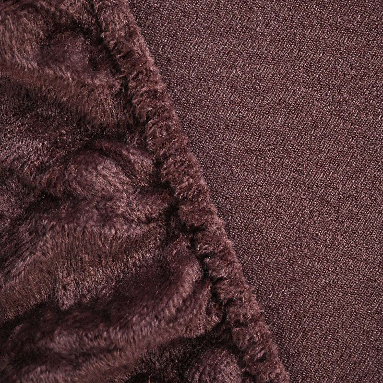 Luxury 6 Piece  Bedding Collection- Faux Rabbit Fur Comforter With Reversible Dutch Velvet Thermal Backing, Fitted Sheet, 2 Faux Rabbit Fur Pillowcases &amp; 2 Velvet Pillowcases - Chocolate Double 8193641 8
