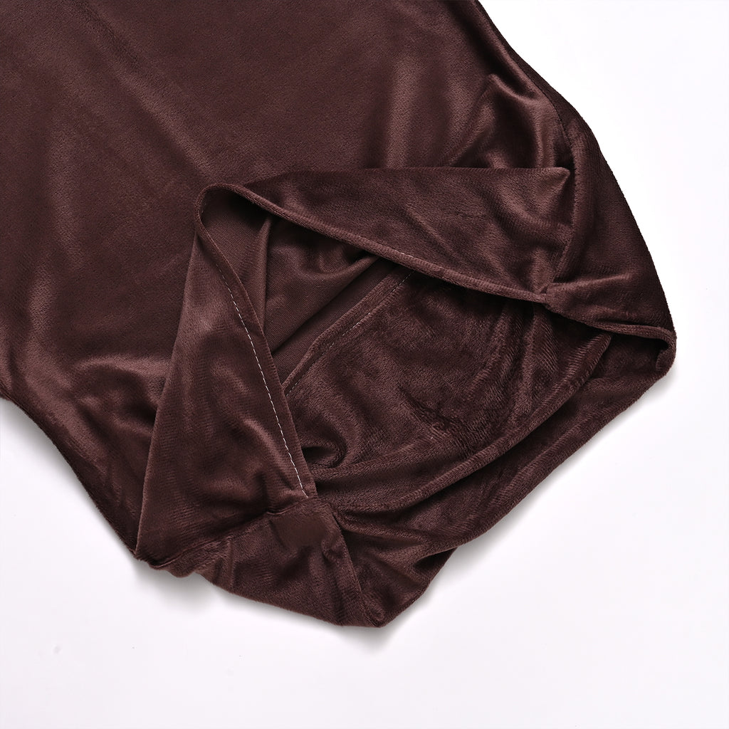 Luxury 6 Piece  Bedding Collection- Faux Rabbit Fur Comforter With Reversible Dutch Velvet Thermal Backing, Fitted Sheet, 2 Faux Rabbit Fur Pillowcases & 2 Velvet Pillowcases - Chocolate Double_8193641_9