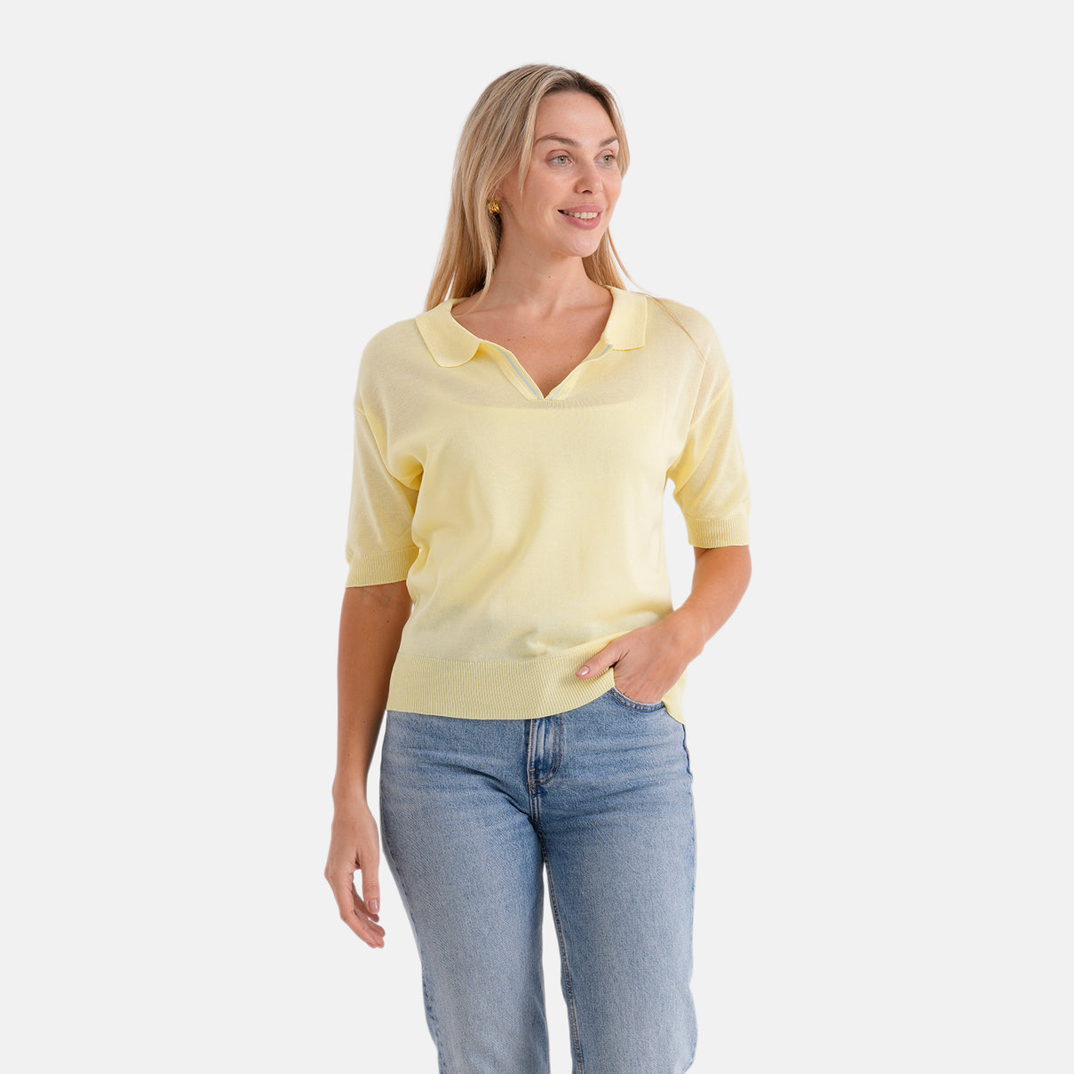La Marey V-Neck Polo T-Shirt (Size S, Fit 8 To 10) - Yellow V32529816 0