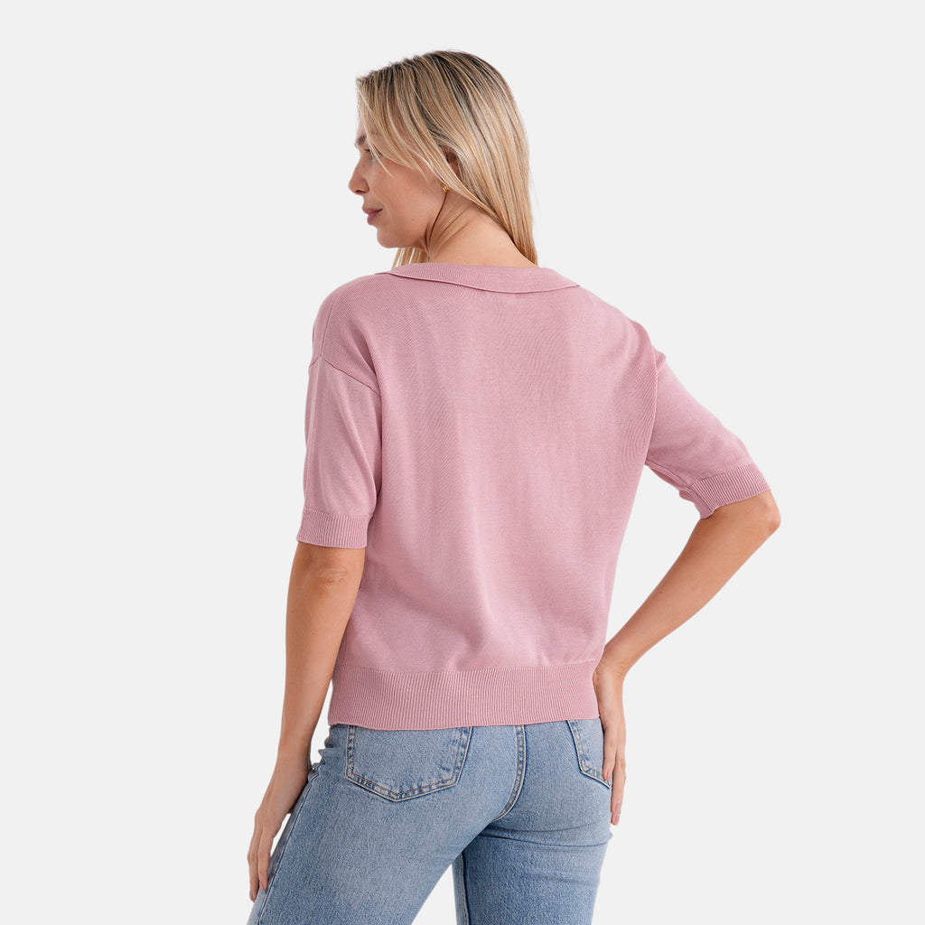 La Marey V-Neck Polo T-Shirt (Size S, Fit 8 To 10) - Pink_8193861_2