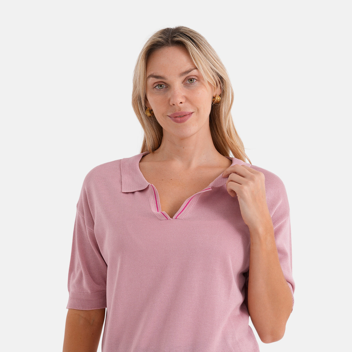 La Marey V-Neck Polo T-Shirt (Size S, Fit 8 To 10) - Pink V32605924 5
