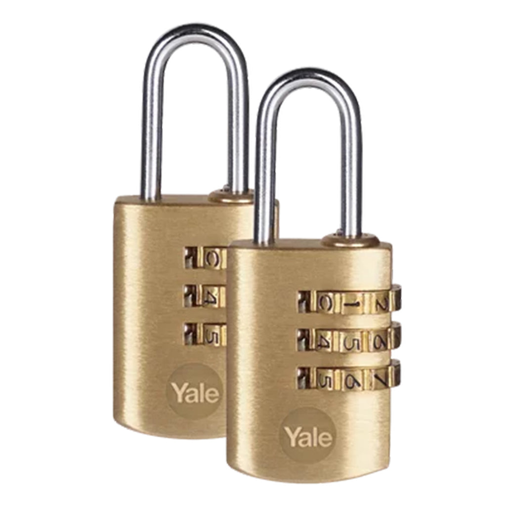 YALE Pack of 2 - Standard Security Brass Combination Padlock - Gold_8194045