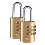 YALE Pack of 2 - Standard Security Brass Combination Padlock - Gold_8194045