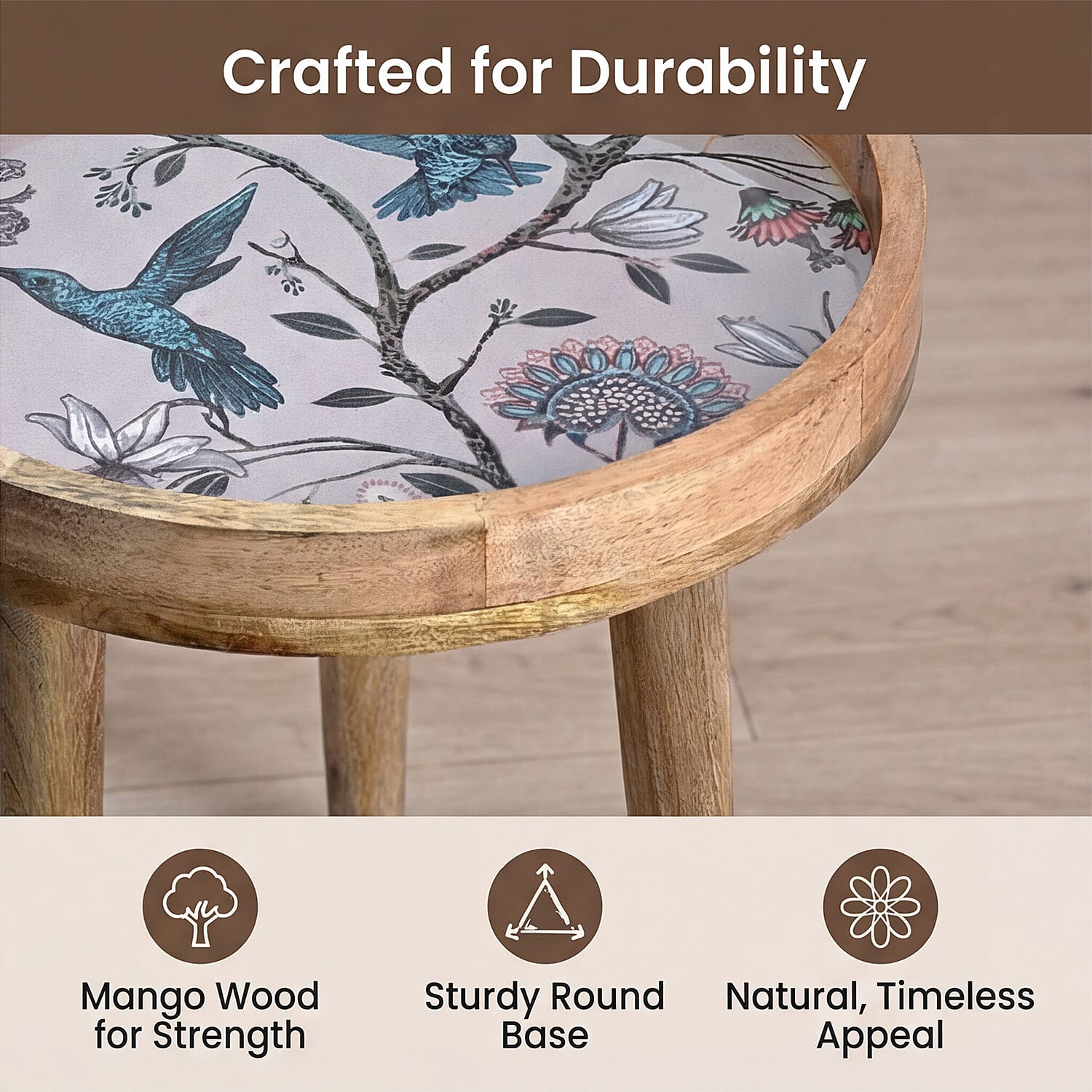 Mango Wood Enamelled Coffee Table (Size 45 x 45 cm) Flat Packed - Blue 8194234 3