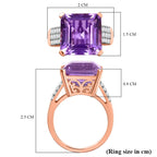 Rose De France Amethyst & White Zircon Ring in 14K Rose Gold Plated Sterling Silver 9.03 Ct._8194676_5