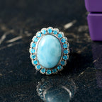 D'joy Larimar, White Zircon & Neon Apatite Aqua Majesty Ring in Rhodium Overlay Sterling Silver 8.09 Ct._8195292_1