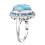 D'joy Larimar, White Zircon & Neon Apatite Aqua Majesty Ring in Rhodium Overlay Sterling Silver 8.09 Ct._8195292_3