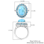 D'joy Larimar, White Zircon & Neon Apatite Aqua Majesty Ring in Rhodium Overlay Sterling Silver 8.09 Ct._8195292_5