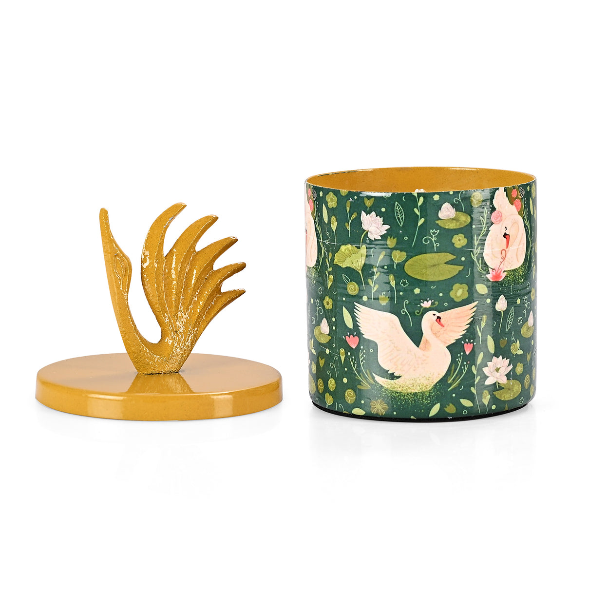 Scented Wax Candle in Swan &amp; Lily Printed Metal Jar (250 ml) V32529766 4