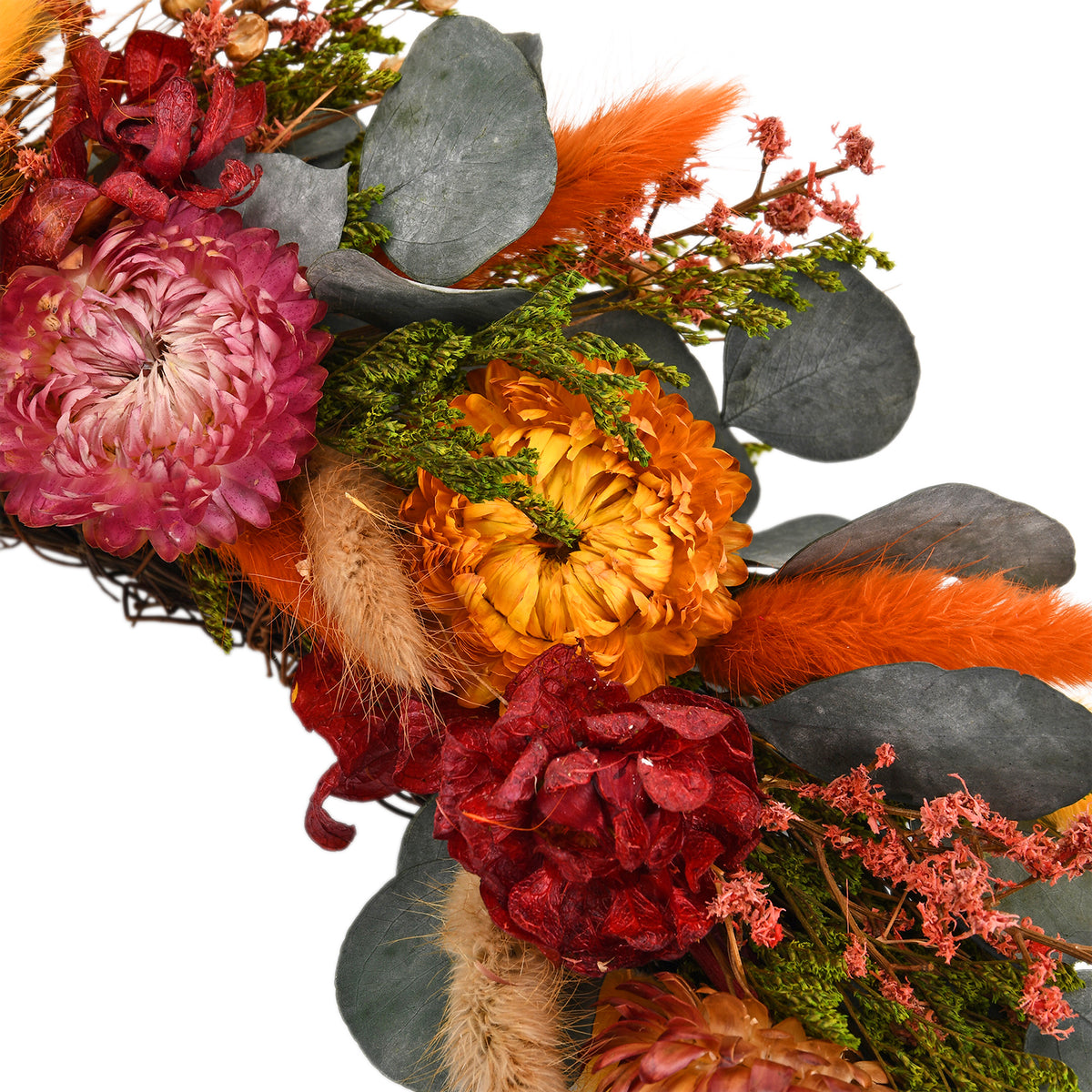 Flower Wreath Decoration (36cm) - Green, Yellow, Red &amp; Orange V32575881 3