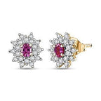Natural Unheated Ruby & White Zircon Push Back Earrings in 18K Vermeil Yellow Gold Plated Sterling Silver 1.09 Ct._8195640