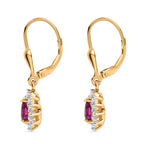 Natural Unheated Ruby & White Zircon Solitaire Lever Back Earring in 18K Vermeil Yellow Gold Plated Sterling Silver 1.01 Ct._8195651_3