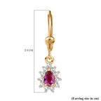 Natural Unheated Ruby & White Zircon Solitaire Lever Back Earring in 18K Vermeil Yellow Gold Plated Sterling Silver 1.01 Ct._8195651_5