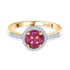 Natural Unheated Ruby & White Zircon Ring in 18K Vermeil Yellow Gold Plated Sterling Silver_8195693