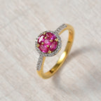 Natural Unheated Ruby & White Zircon Ring in 18K Vermeil Yellow Gold Plated Sterling Silver_8195693_1