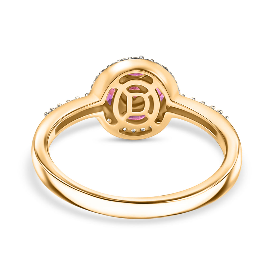 Natural Unheated Ruby & White Zircon Ring in 18K Vermeil Yellow Gold Plated Sterling Silver_8195693_4