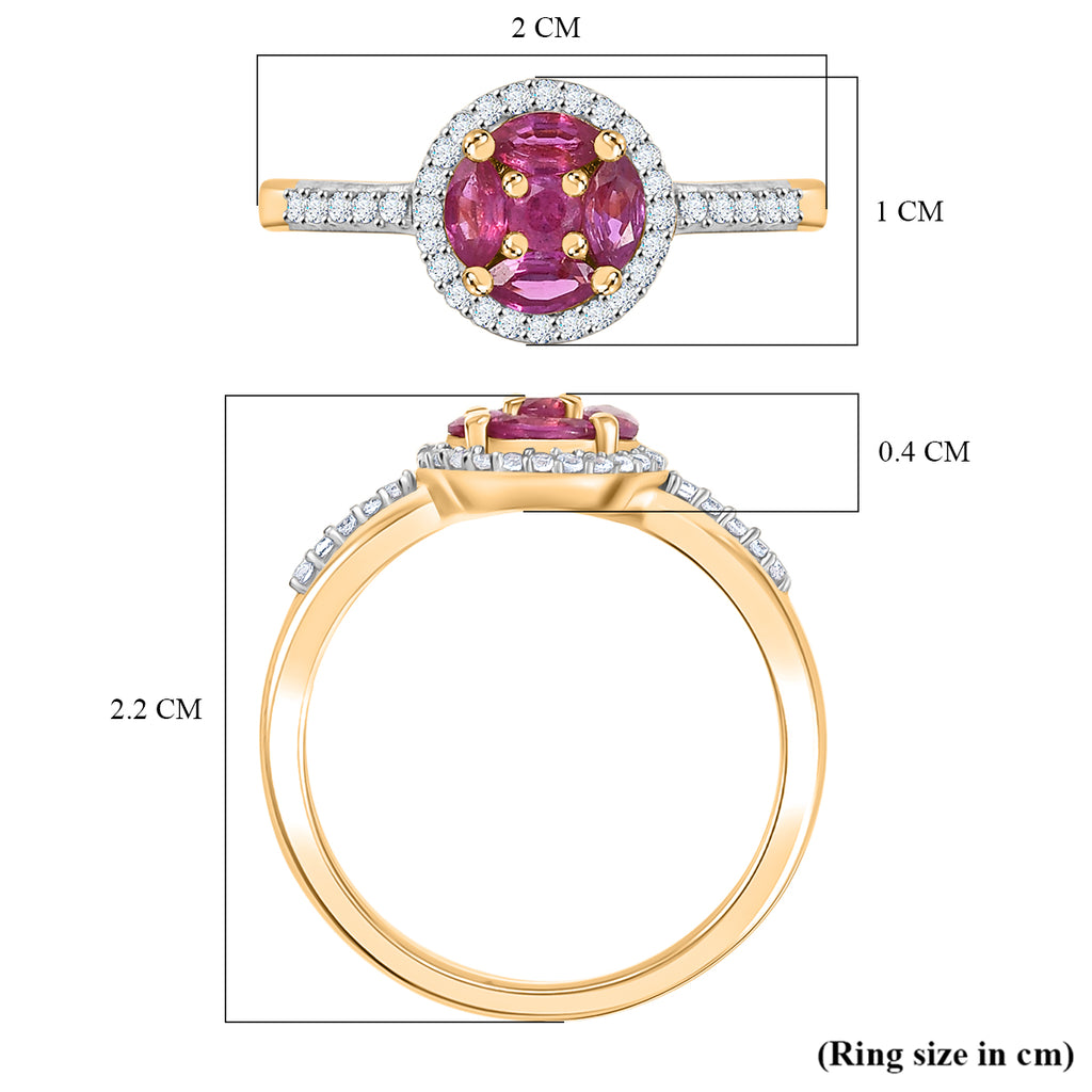 Natural Unheated Ruby & White Zircon Ring in 18K Vermeil Yellow Gold Plated Sterling Silver_8195693_5