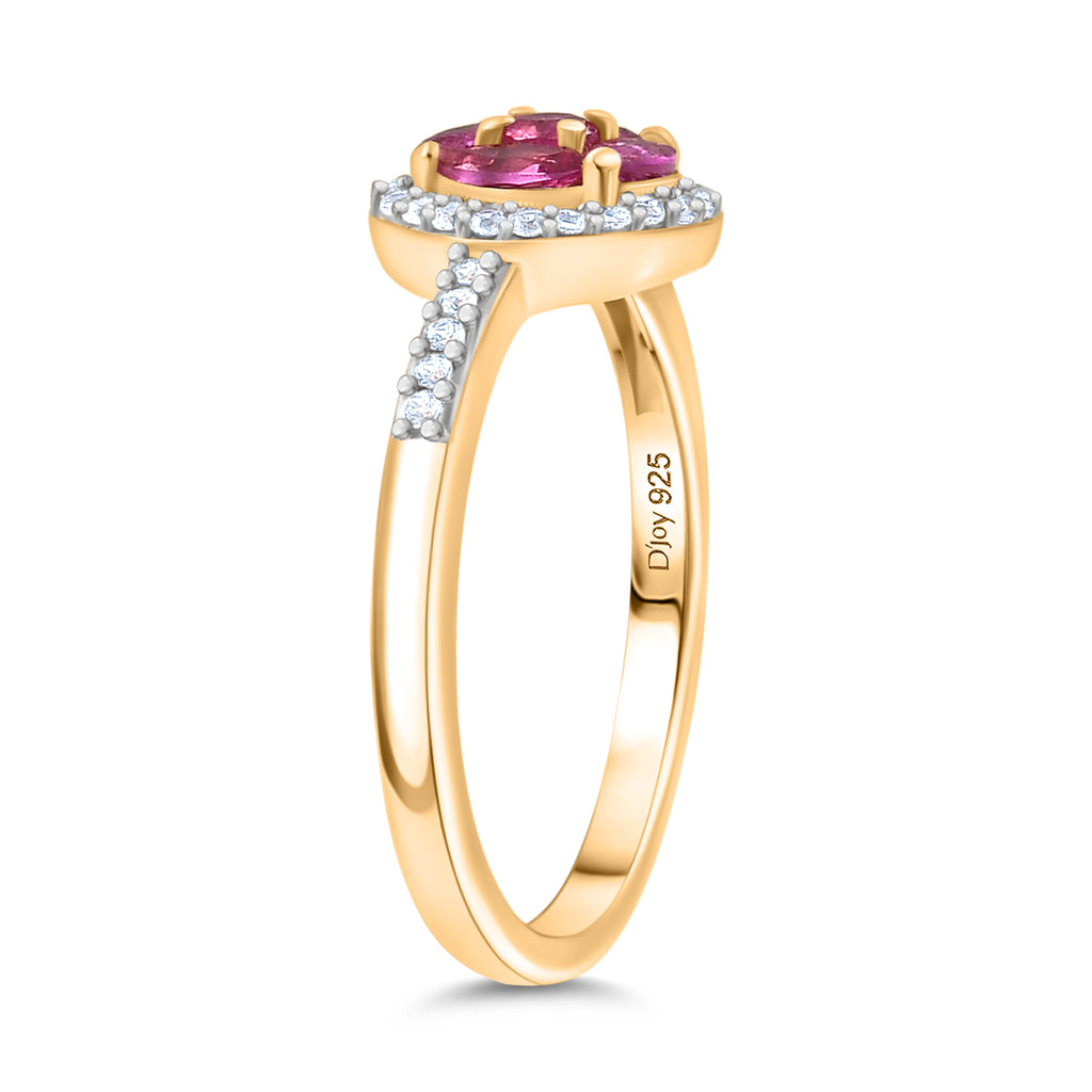 Natural Unheated Ruby & White Zircon Ring in 18K Vermeil Yellow Gold Plated Sterling Silver_8195697_3