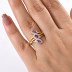 Natural Unheated Ruby & White Zircon Ring in 18K Vermeil Yellow Gold Plated Sterling Silver_8195724_2