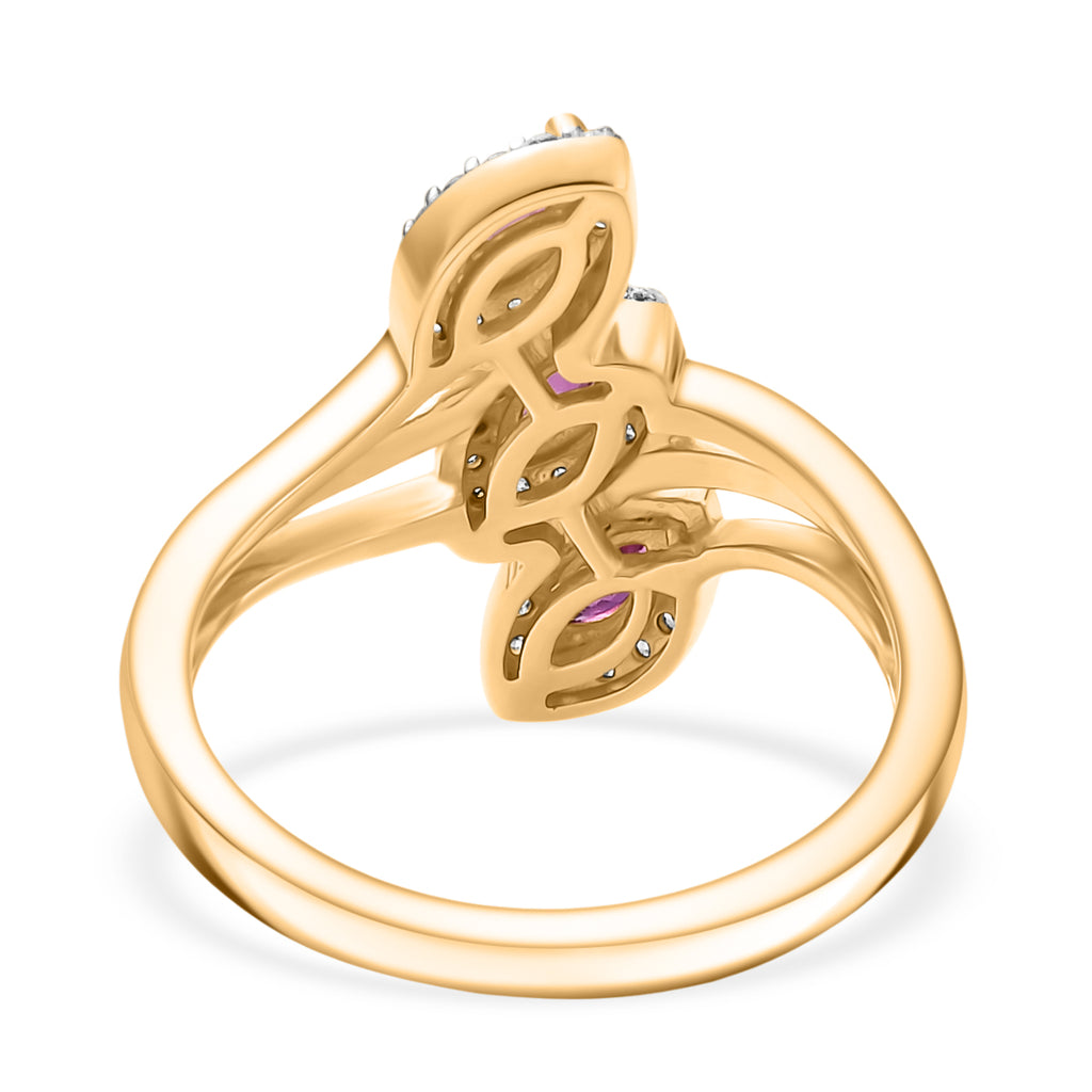 Natural Unheated Ruby & White Zircon Ring in 18K Vermeil Yellow Gold Plated Sterling Silver_8195724_4