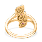 Natural Unheated Ruby & White Zircon Ring in 18K Vermeil Yellow Gold Plated Sterling Silver_8195724_4