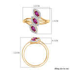 Natural Unheated Ruby & White Zircon Ring in 18K Vermeil Yellow Gold Plated Sterling Silver_8195724_5