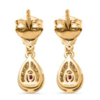 Natural Unheated Ruby & White Zircon Dangling Push Back Earring in 18K Vermeil Yellow Gold Plated Sterling Silver_8195758_4