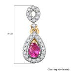 Natural Unheated Ruby & White Zircon Dangling Push Back Earring in 18K Vermeil Yellow Gold Plated Sterling Silver_8195758_5