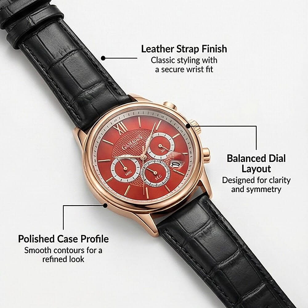 GAMAGES OF LONDON Limited Edition Hand Assembled Gawain Albion Mechanical Quartz Men's Watch with Leather Strap V32521932 2