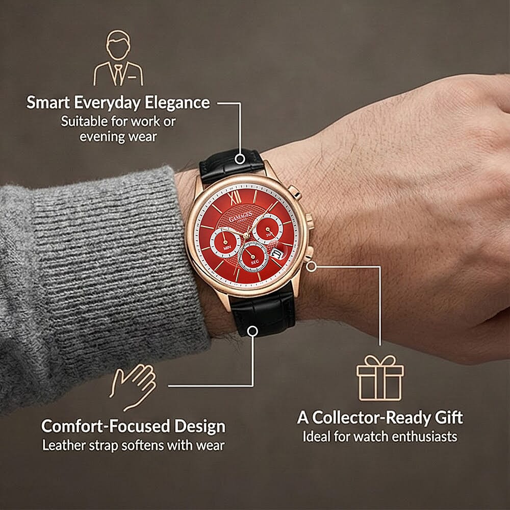 GAMAGES OF LONDON Limited Edition Hand Assembled Gawain Albion Mechanical Quartz Mens Watch with Leather Strap_8196277_3