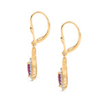 Natural Unheated Ruby & White Zircon Solitaire Lever Back Earring in 18K Vermeil Yellow Gold Plated Sterling Silver 1.08 Ct._8196377_3