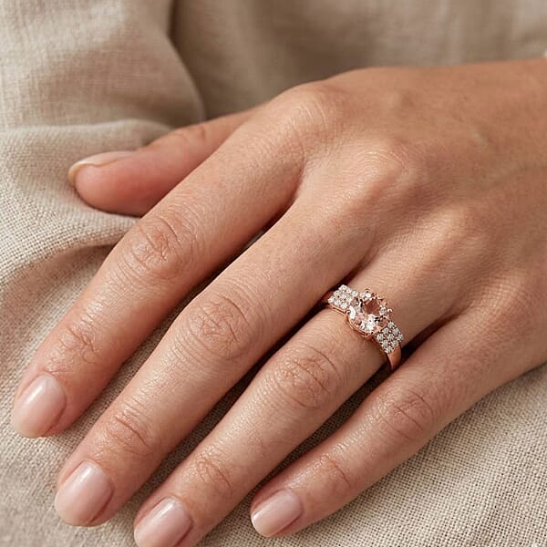 Luxoro 14K Rose Gold AAA Morganite, White Diamond I2 Ring, Gold Wt.4.77 Gms  1.850  Ct. 8196855 1