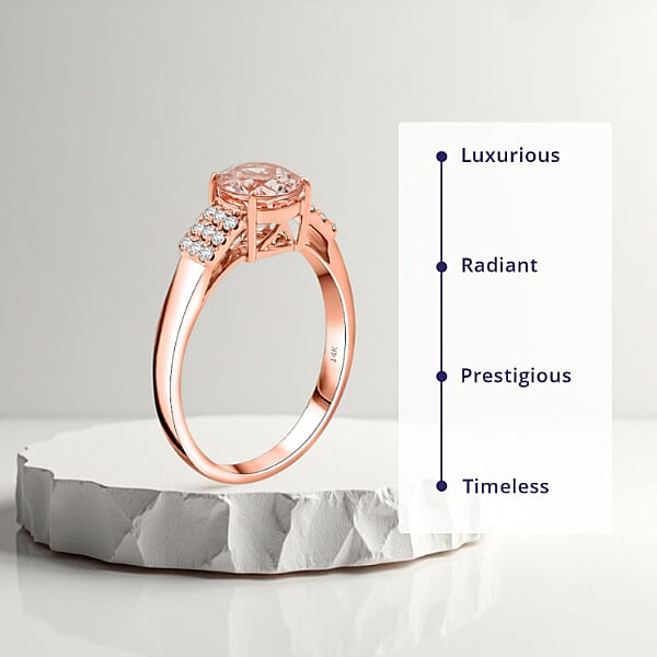 Luxoro 14K Rose Gold AAA Morganite, White Diamond I2 Ring, Gold Wt.4.77 Gms  1.850  Ct. 8196855 2