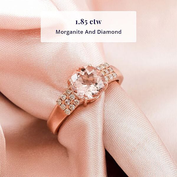 Luxoro 14K Rose Gold AAA Morganite, White Diamond I2 Ring, Gold Wt.4.77 Gms  1.850  Ct. 8196855 3