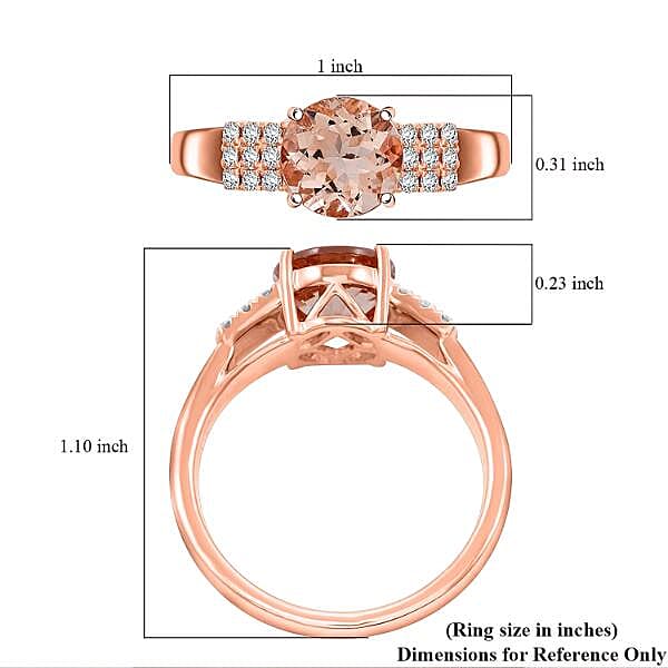 Luxoro 14K Rose Gold AAA Morganite, White Diamond I2 Ring, Gold Wt.4.77 Gms  1.850  Ct. 8196855 5