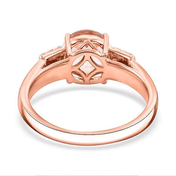 Luxoro 14K Rose Gold AAA Morganite, White Diamond I2 Ring, Gold Wt.4.77 Gms  1.850  Ct. 8196855 6