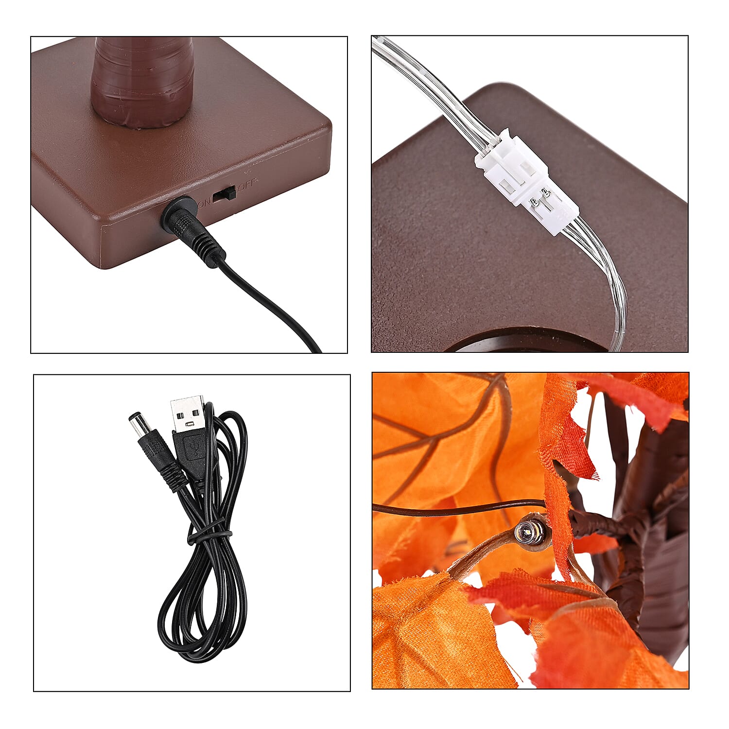 Warm Light Maple Tree with Timer &amp; USB Power (60cm) - Brown 8197379 7