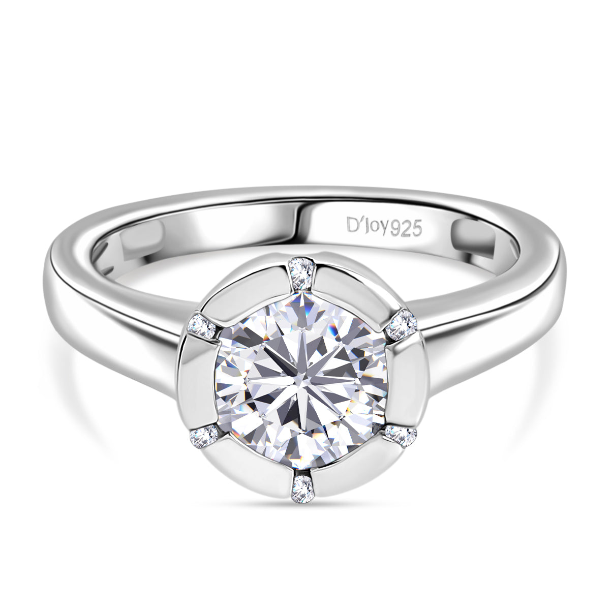 D'joy Moissanite Solitaire Ring in Rhodium Overlay Sterling Silver 1.23 Ct. V32578523 0