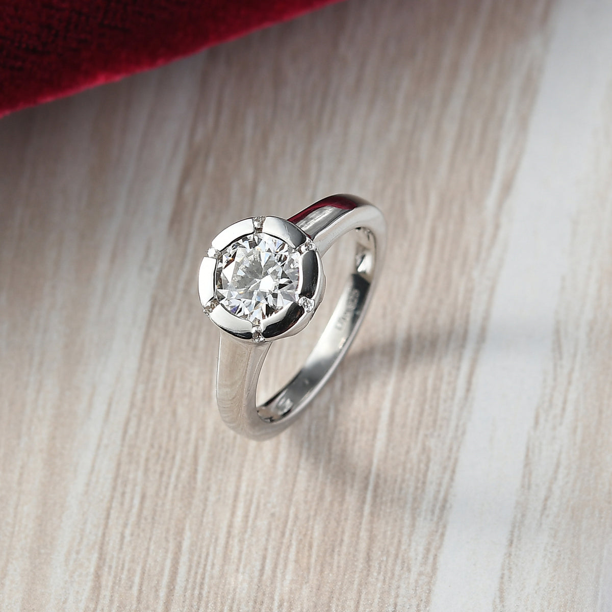 D'joy Moissanite Solitaire Ring in Rhodium Overlay Sterling Silver 1.23 Ct. V32578523 2
