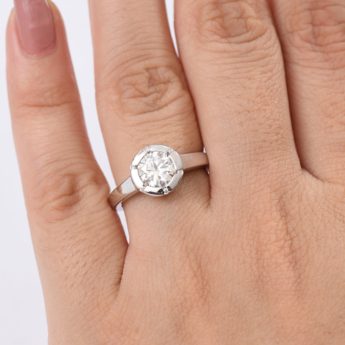 D'joy Moissanite Solitaire Ring in Rhodium Overlay Sterling Silver 1.23 Ct. V32578523 3