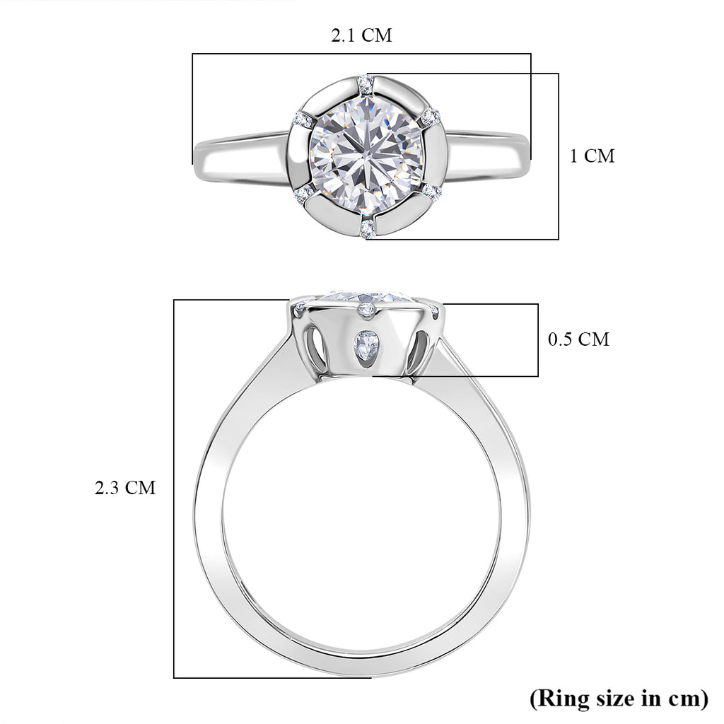 Royal Bali Collection - D'Joy Moissanite Solitaire Ring in Rhodium Overlay Sterling Silver 1.23 Ct._8197413_5