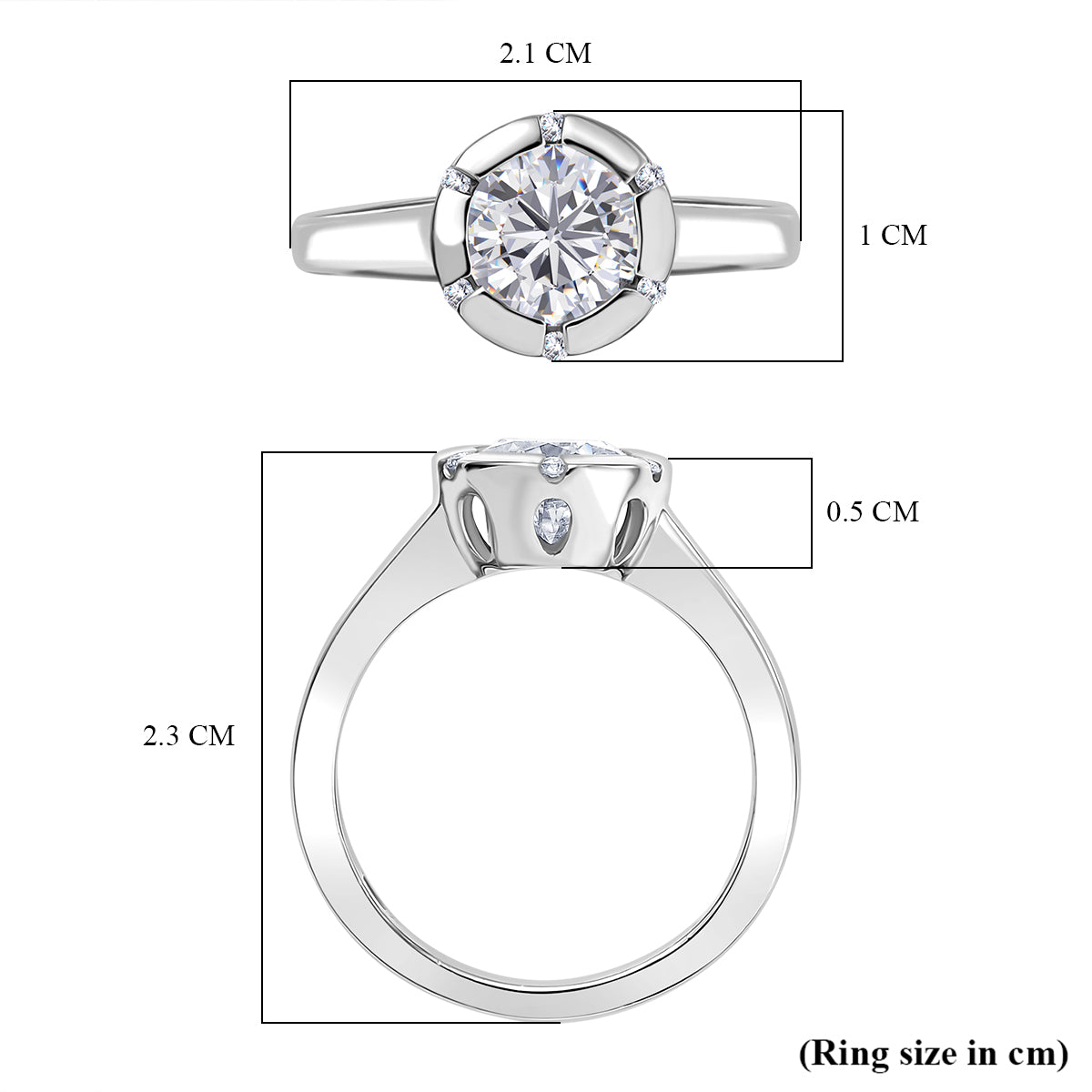 D'joy Moissanite Solitaire Ring in Rhodium Overlay Sterling Silver 1.23 Ct. V32578523 6